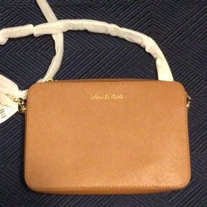 Michael Kors brown saffiano leather crossbody bag for women